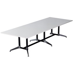 RAPIDLINE TYPHOON BOARDROOM TABLE 3200W X 1200D X 750MMH WHITE TOP BLACK FRAME