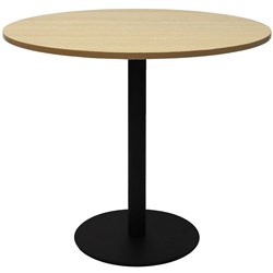 RAPIDLINE ESTILLO DISC BASE ROUND TABLE 900D X 755MMH OAK TOP BLACK BASE