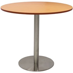 RAPIDLINE ESTILLO DISC BASE ROUND TABLE 900D X 755MMH BEECH TOP SILVER BASE