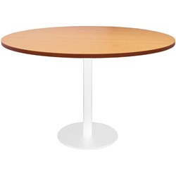 RAPIDLINE ESTILLO DISC BASE ROUND TABLE 1200D X 755MMH BEECH TOP WHITE BASE