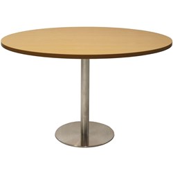 RAPIDLINE ESTILLO DISC BASE ROUND TABLE 1200D X 755MMH OAK TOP SILVER BASE