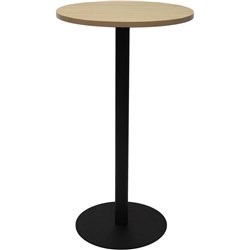RAPIDLINE ESTILLO DISC BASE DRY BAR TABLE 600D X 1085MMH OAK TOP BLACK BASE
