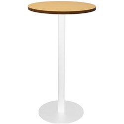 RAPIDLINE ESTILLO DISC BASE DRY BAR TABLE 600D X 1085MMH BEECH TOP WHITE BASE