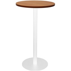 RAPIDLINE ESTILLO DISC BASE DRY BAR TABLE 600D X 1085MMH CHERRY TOP WHITE BASE