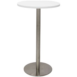 RAPIDLINE ESTILLO DISC BASE DRY BAR TABLE 600D X 1085MMH WHITE SILVER BASE