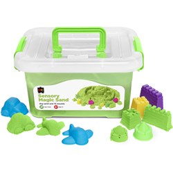 EC SENSORY MAGIC SAND WITH MOULDS 2KG TUB GREEN