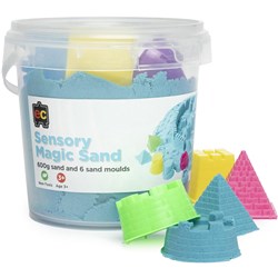 EC SENSORY MAGIC SAND WITH MOULDS 600G TUB BLUE