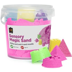 EC SENSORY MAGIC SAND WITH MOULDS 600G TUB PINK
