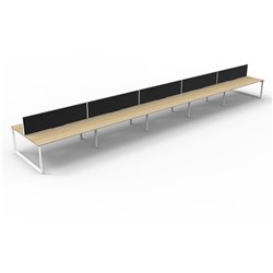 RAPIDLINE DELUXE INFINITY DESK LOOP LEG DOUBLE SIDED + SCREEN 10 PERSON 9000MMW OAK/WHITE
