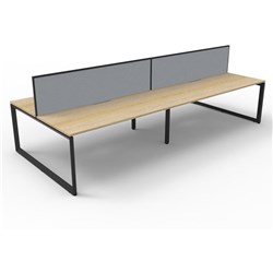 RAPIDLINE DELUXE INFINITY DESK LOOP LEG DOUBLE SIDED + SCREEN 4 PERSON 3000MMW OAK/BLACK
