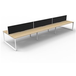 RAPIDLINE DELUXE INFINITY DESK LOOP LEG DOUBLE SIDED + SCREEN 6 PERSON 5400MMW OAK/WHITE
