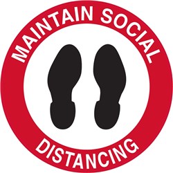 BRADY FLOOR MARKER MAINTAIN SOCIAL DISTANCING 440MM DIAMETER RED/BLACK/WHITE