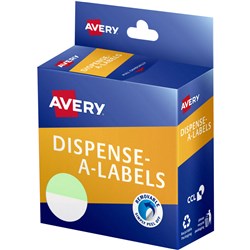 AVERY DISPENSER LABELS 24MM MINT GREEN AND WHITE DOT PACK OF 300