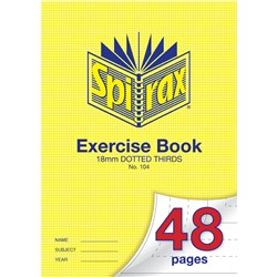 SPIRAX 104 EXERCISE BOOK A4 48 PAGE 18MM DOTTED THIRDS