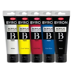 JASART BYRON ACRYLIC PAINT 75ML PRIMARY SET OF 5