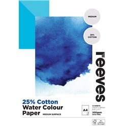REEVES COTTON MIX WATER COLOUR PAD A4 200GSM FSC 12 SHEETS