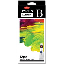 JASART BYRON ACRYLIC PAINT 12ML ASSORTED COLOURS SET OF 12