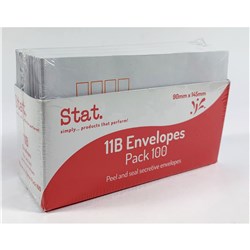 STAT PEEL AND SEAL ENVELOPE 11B SECRETIVE WHITE PACK OF 100