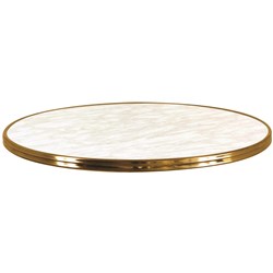 SM FRANCE ROUND BISTRO TABLE TOP INDOOR OUTDOOR USE 700D X 25MMH MARBLE/BRASS EDGING