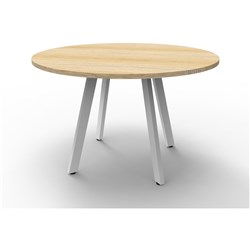 RAPIDLINE ETERNITY MEETING ROUND TABLE 900D X 730MMH OAK TOP WHITE BASE