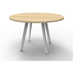 RAPIDLINE ETERNITY MEETING ROUND TABLE 1200D X 730MMH OAK TOP WHITE BASE
