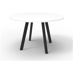 RAPIDLINE ETERNITY MEETING ROUND TABLE 1200D X 730MMH WHITE TOP BLACK BASE