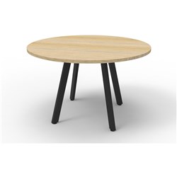 RAPIDLINE ETERNITY MEETING ROUND TABLE 1200D X 730MMH OAK TOP BLACK BASE