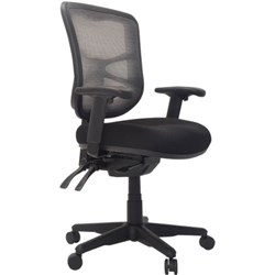 BURO METRO MESH CHAIR NYLON BASE WITH ARMS BLACK FABRIC SEAT MESH BACK