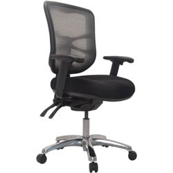 BURO METRO MESH CHAIR POLISHED ALUMINIUM BASE WITH ARMS BLACK FABRIC SEAT MESH BACK