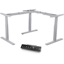 INFINITY ELECTRIC HEIGHT ADJUSTABLE L RETURN DESK 2 STAGE LEG FRAME ONLY SILVER