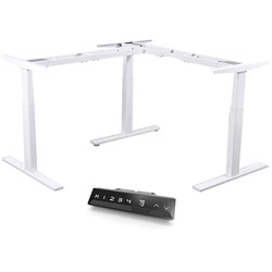 INFINITY ELECTRIC HEIGHT ADJUSTABLE L RETURN DESK 2 STAGE LEG FRAME ONLY WHITE