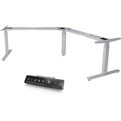 INFINITY ELECTRIC HEIGHT ADJUSTABLE 90-180 DEGREE DESK 3 STAGE LEG FRAME ONLY SILVER