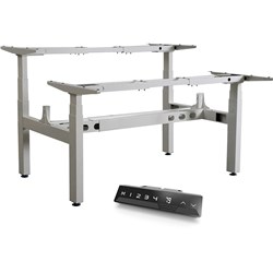 INFINITY ELECTRIC HEIGHT ADJUSTABLE BACK TO BACK DESK 3 STAGE LEG FRAME ONLY SILVER