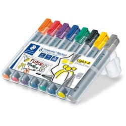 STAEDTLER LUMOCOLOR FLIPCHART MARKER 356 ASSORTED COLOURS WALLET OF 8