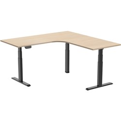 ERGOVIDA CORNER ELECTRIC SIT-STAND DESK 1800/1800W X 750D X 620-1280MMH OAK/BLACK
