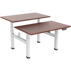 ERGOVIDA BACK TO BACK ELECTRIC SIT-STAND DESK 1800W X 750D X 620-1280MMH WALNUT/WHITE