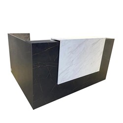 SORRENTO RECEPTION COUNTER 2100W X 840D X 1150MMH MARBLE AND CHARCOAL