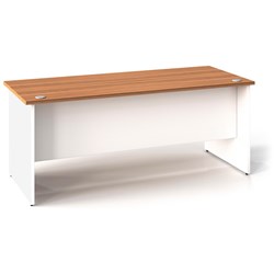 OM PREMIERE STRAIGHT DESK 1800W X 900D X 720MMH VIRGINIA WALNUT AND WHITE