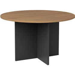 OM PREMIER ROUND MEETING TABLE 900 DIAMETER X 720MMH REGAL WALNUT AND CHARCOAL