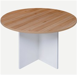 OM PREMIERE ROUND MEETING TABLE 1200 DIAMETER X 720MMH VIRGINIA WALNUT AND WHITE