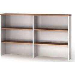 OM PREMIER OVERHEAD HUTCH 1500W X 325D X 1080MMH VIRGINIA WALNUT AND WHITE