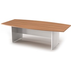OM BOAT SHAPE BOARDROOM TABLE 2400W X 1200D X 720MMH VIRGINIA WALNUT AND WHITE