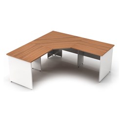 OM PREMIER CORNER WORKSTATION 3 PIECE 1800/1800W X 700D X 720MMH VIRGINIA WALNUT/WHITE