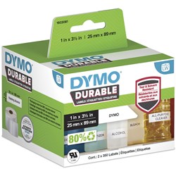 DYMO LABELWRITER DURABLE INDUSTRIAL LABELS 25MM X 89MM 700 LABELS WHITE