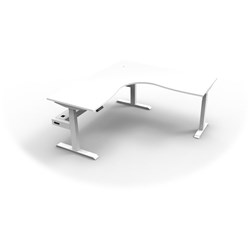RAPIDLINE BOOST+ CORNER WORKSTATION + TRAY 1500/1500W X 750D X 1270MMH WHITE / WHITE