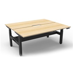 RAPIDLINE BOOST+ BACK TO BACK WORKSTATION + CABLE TRAY 2 PERSON 1200MMW OAK/BLACK