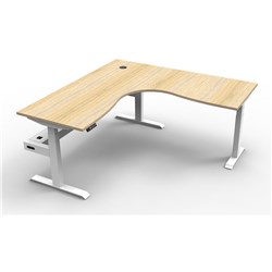 RAPIDLINE BOOST+ CORNER WORKSTATION + TRAY 1500/1500W X 750D X 1270MMH OAK / WHITE