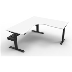 RAPIDLINE BOOST+ CORNER WORKSTATION + TRAY 1500/1500W X 750D X 1270MMH WHITE / BLACK