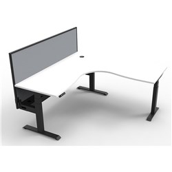 RAPIDLINE BOOST+ CORNER WORKSTATION + SCREEN + CABLE TRAY 1500/1500MMW WHITE/BLACK