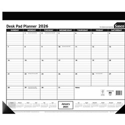 SASCO DESK PAD PLANNER 430 X 555MM YEAR TO VIEW WHITE